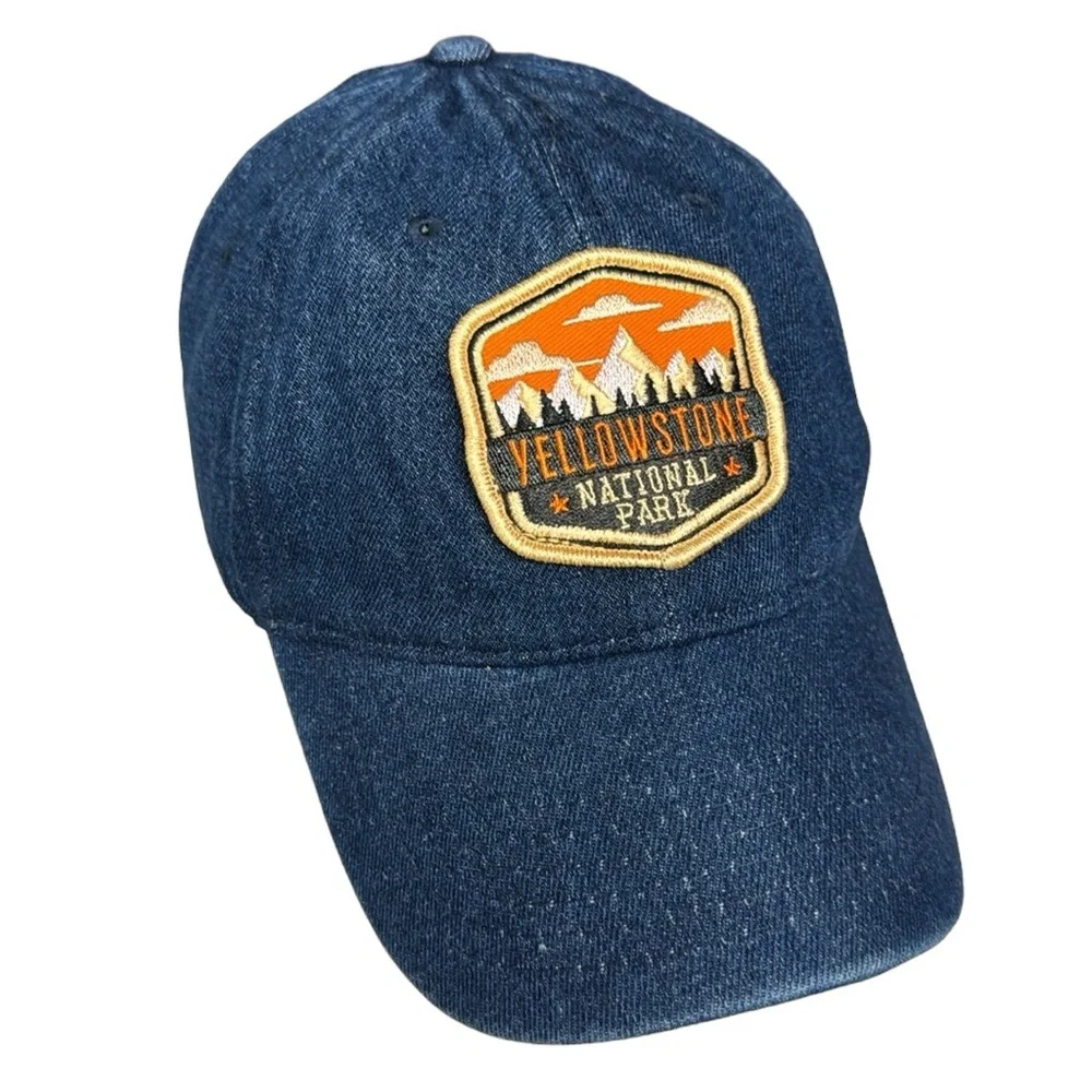 Yellowstone National Park National Parks Distressed Denim Embroidered Hat Cap